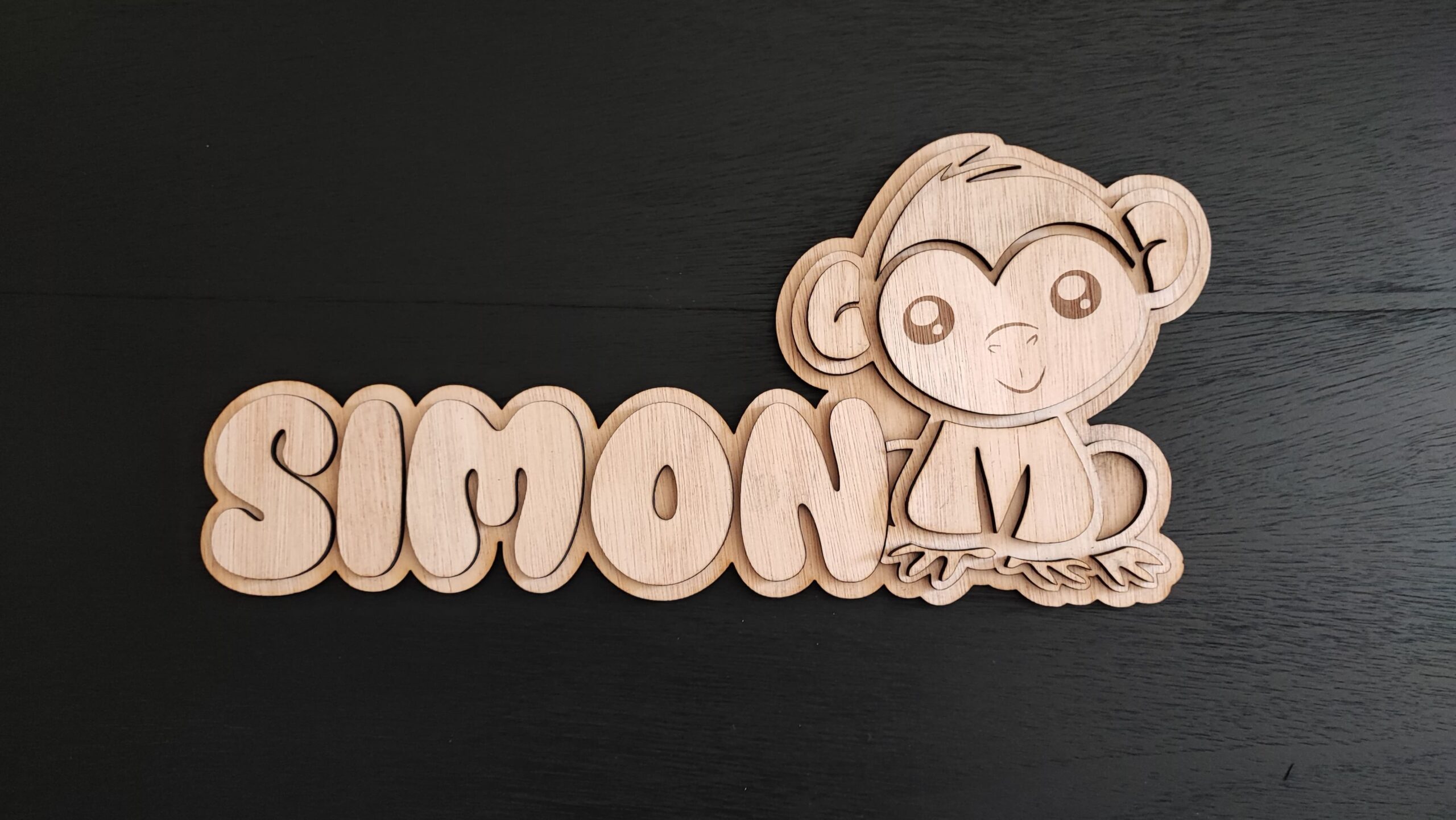 Prénom bois Simon Singe